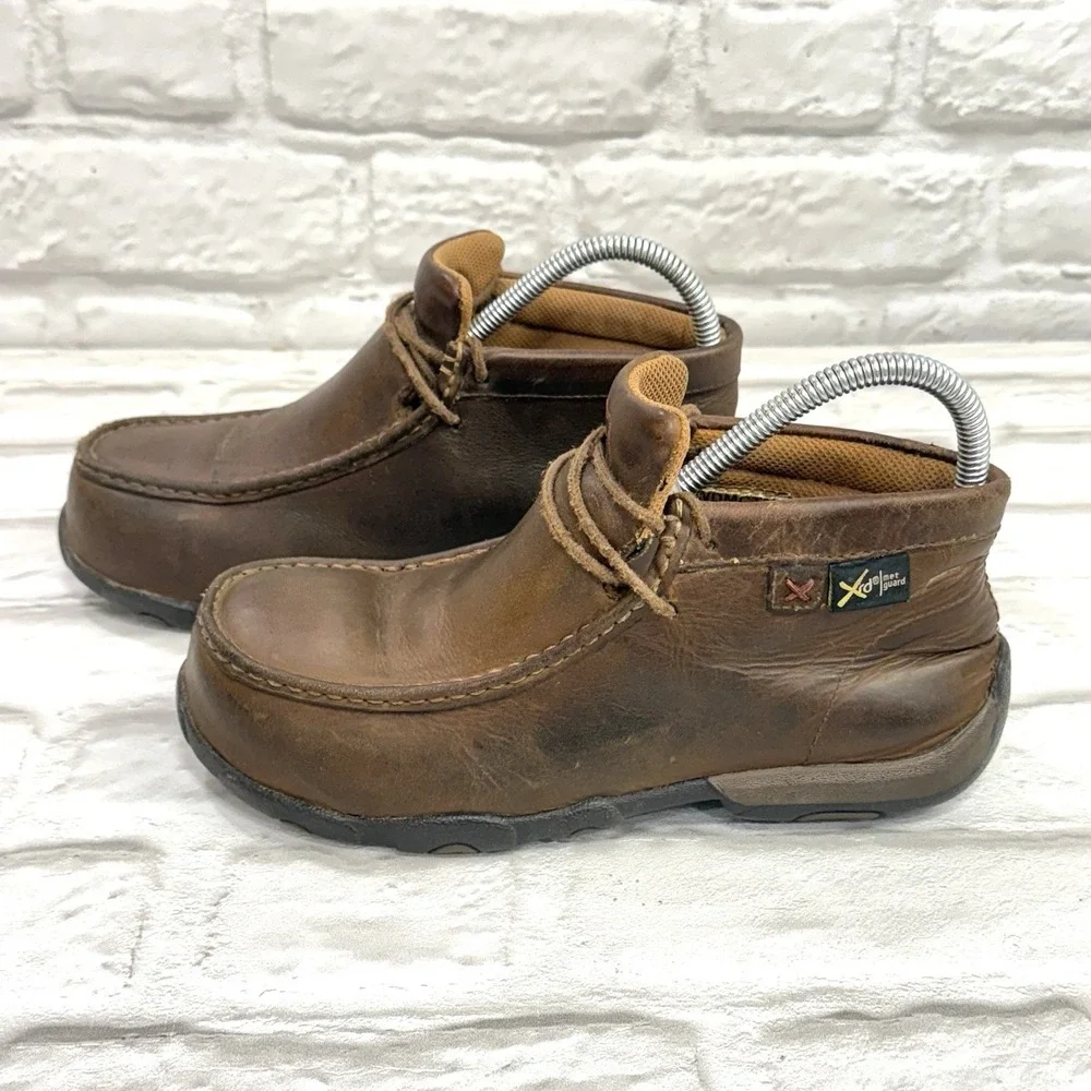 Twisted X‎ Chukka Driving Moc Boots Mens 6.5 M Brown Leather Barn Chore WDMCTM1